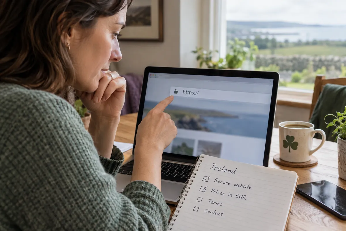 Adult researching tonybet ireland on a laptop in an Irish home